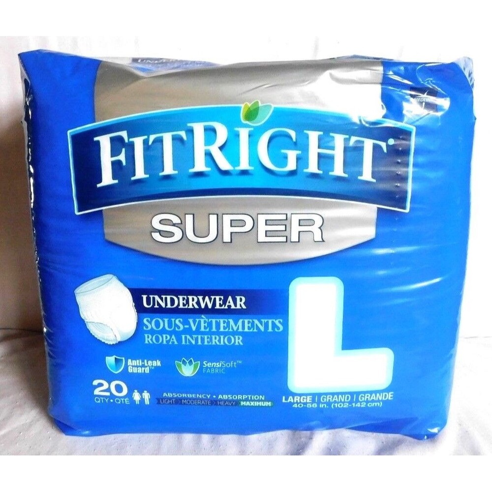 20 Pair of Medline Fit Right Super Protective Underwear Size Large